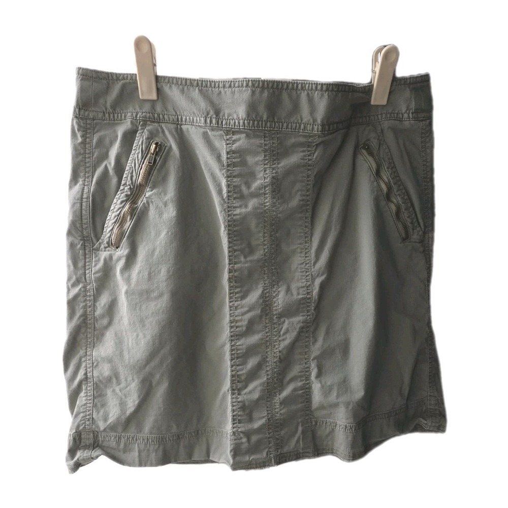 Ann Taylor Loft Women Skirt 10 Army Green Ripstop Cotton Zipper Pocket Short A